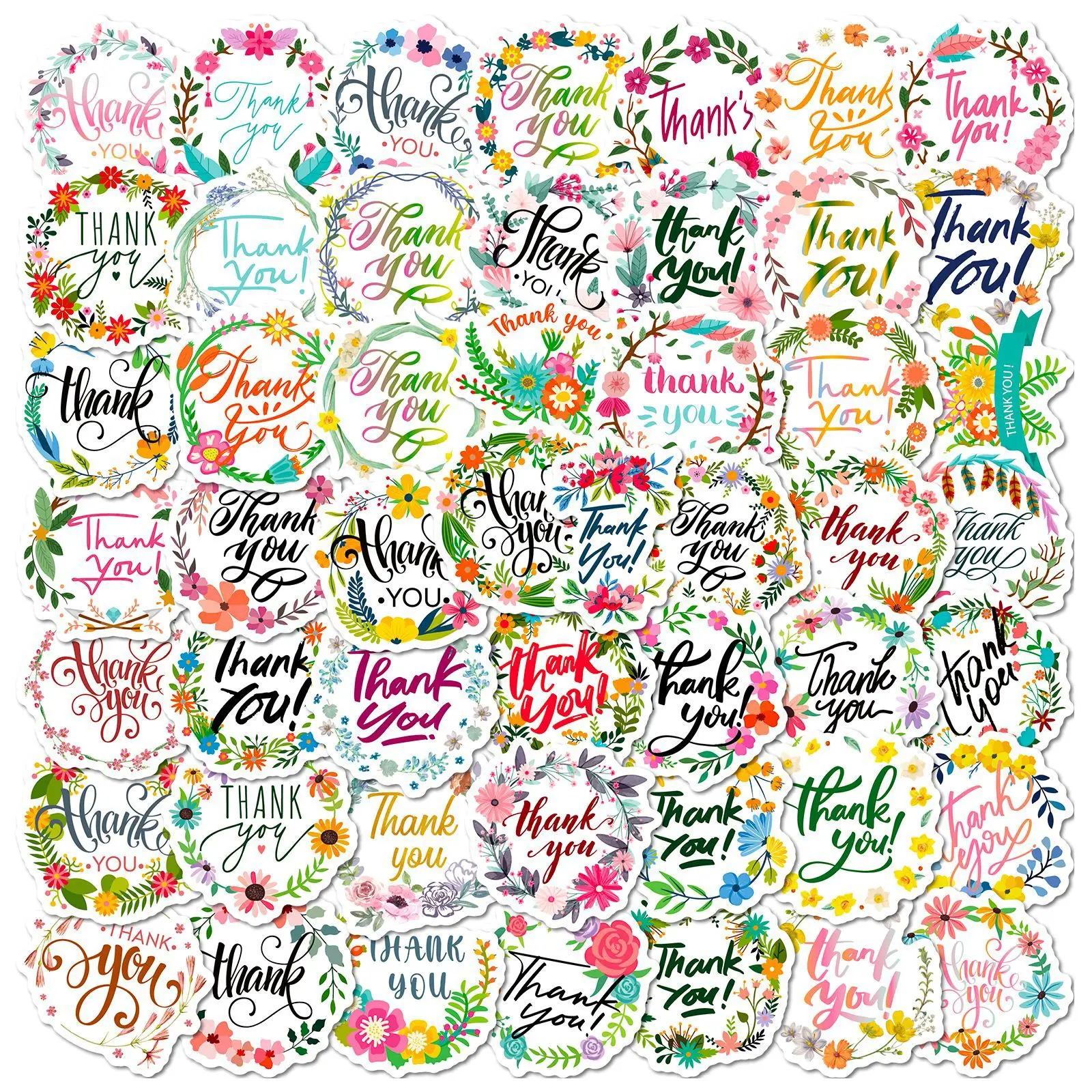 50pcs Thank You English Series Graffiti Stickers Suitable for Laptop Helmet Desktop Decoration DIY Sticker Toy