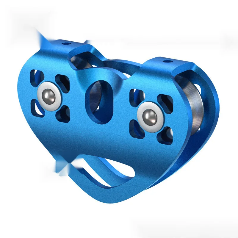 Outdoor Climbing Hoisting and Transportation Mountaineering Pulley Heart-shaped Double Pulley Steel Cable Ropeway Pulley Block