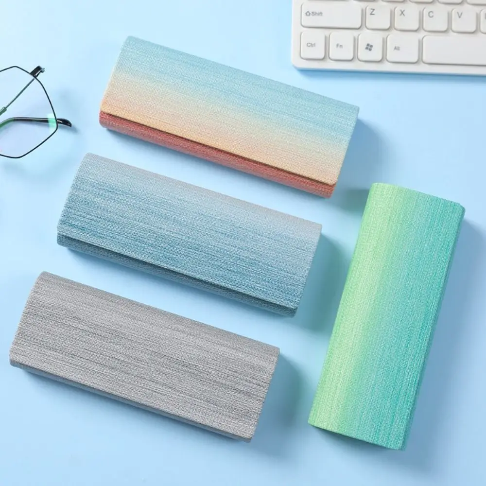 

Simple PU Leather Glasses Box Metal Rainbow Spectacle Case Protective Sleeve Men