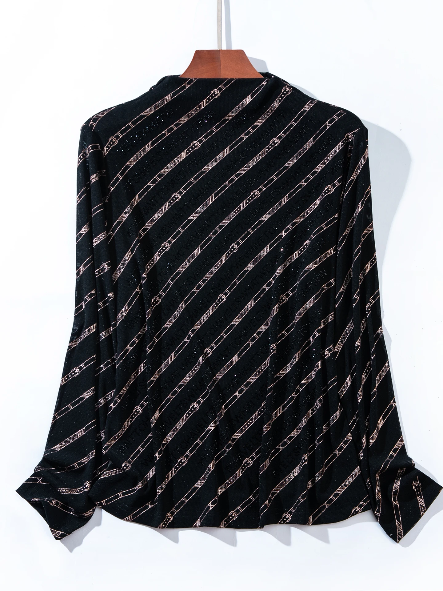 Roupa de outono jovem e moderna, nova camisa base de malha elástica de alta qualidade estilo ocidental para mulheres – camiseta versátil para reduci