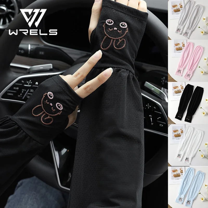Mangas de verano para brazos de seda helada con protección UV, parasol, holgadas, para ciclismo y conducción, transpirables y refrescantes, a la moda