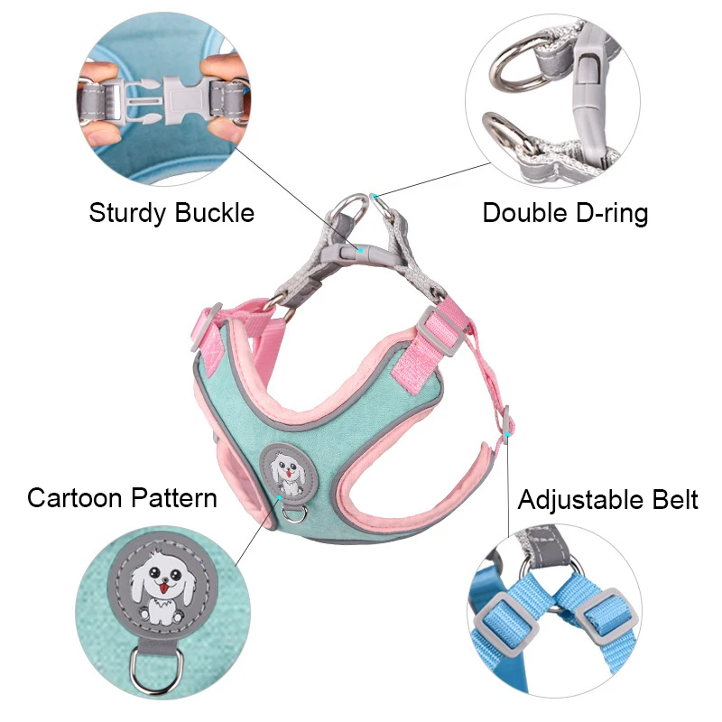 Adjustable Dog Harness Vest No Pull Cute Puppy Harness Leash Set Chihuahua Pet Supplies For Small Medium Dogs Walking Running