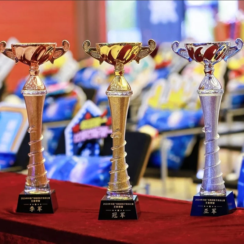 Customized Football Crystal Trophy Lettering Sports Games Competition Souvenir Award, Home Decoration, 40CM Gold Cup Trophy, 1Pc