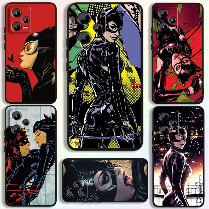 Film C-Catwoman Sexy For Xiaomi Redmi Note 13 12R 12 12S Turbo 11 11T 11S 10 10S Pro Plus 5G Black TPU Phone Case