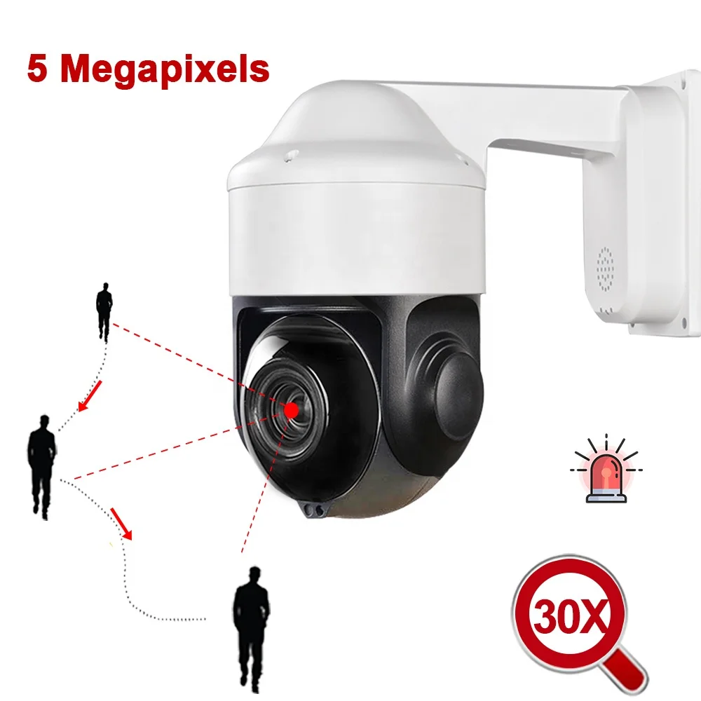 

CCTV Security POE 5MP PTZ камера AI автоматическое отслеживание Starlight 20X 40-кратный зум наблюдение аудио-видео запись панорамирование наклон 30-кратный зум