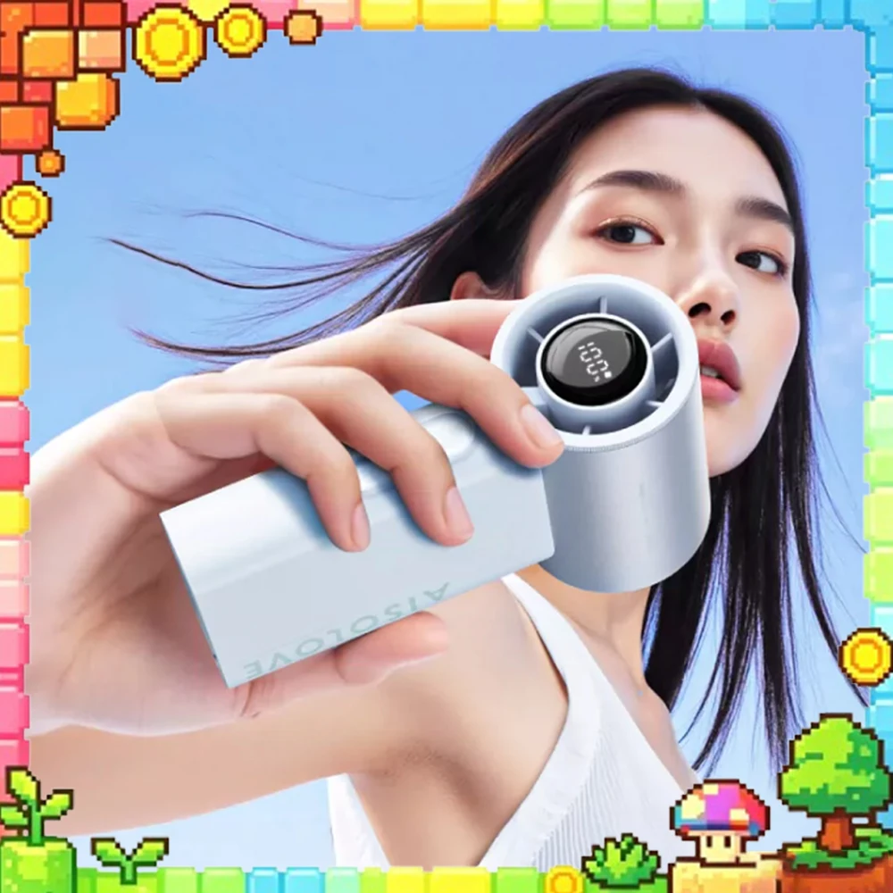 Aisolove F20 Handheld High Speed Fan Usb Rechargeable 100 Speed Led Display 13800 Rpm Quiet Mini Fan Multiple Color Options