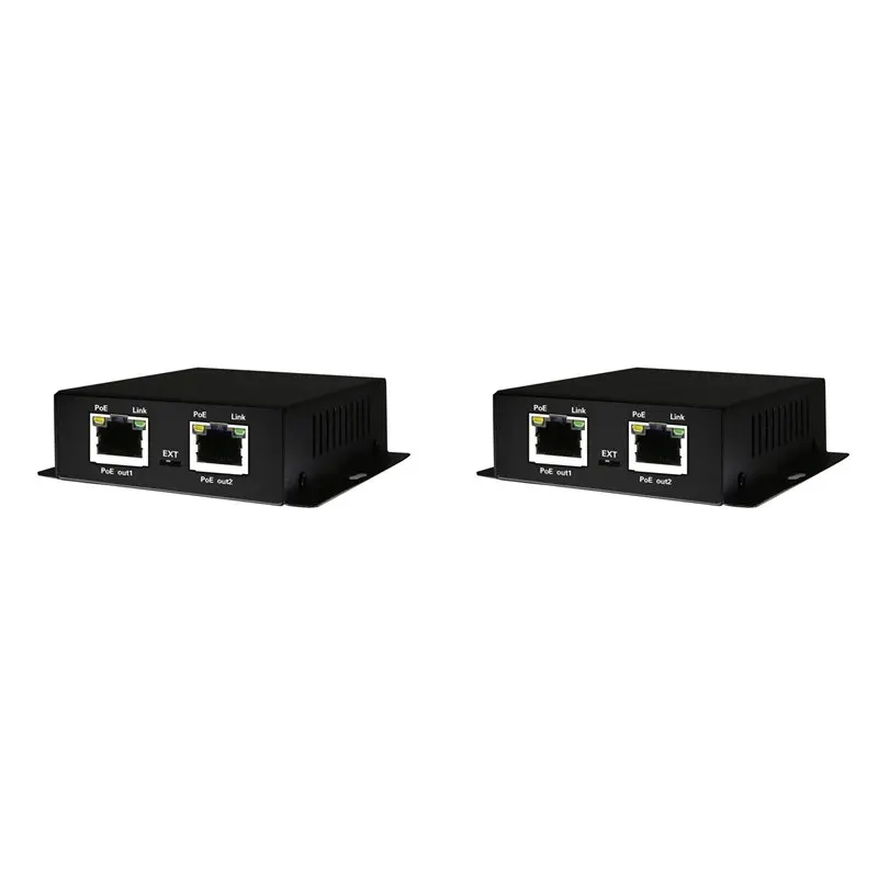 ABRI-2X IEEE 802.3Af/At POE Extender 1 Input 2 Output 2 Ports POE Extender&Injector 10/100/1000Mbps VLAN Max250m 30W