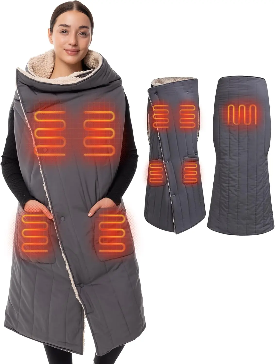 

Wearable Heated Blanket with 16000mAh Battery, Portable Electric Blanket for Outdoor Home Use