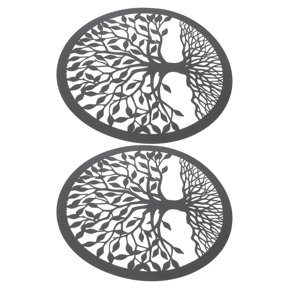 

2 Pcs Family Tree Wall Plaque Hanging Home Ornament Decorations for Living Room Iron