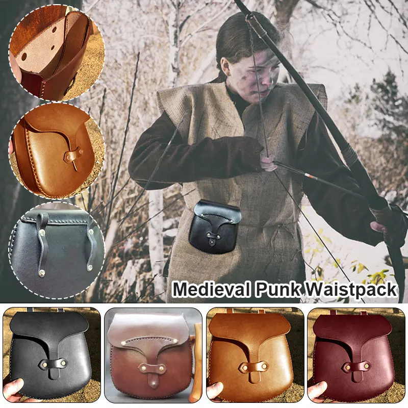 Middeleeuwse Tas Pu Lederen Zadel Portemonnee Mannen Vrouwen Steampunk Vintage Heuptas Renaissance Viking Pirate Cosplay Accessoire