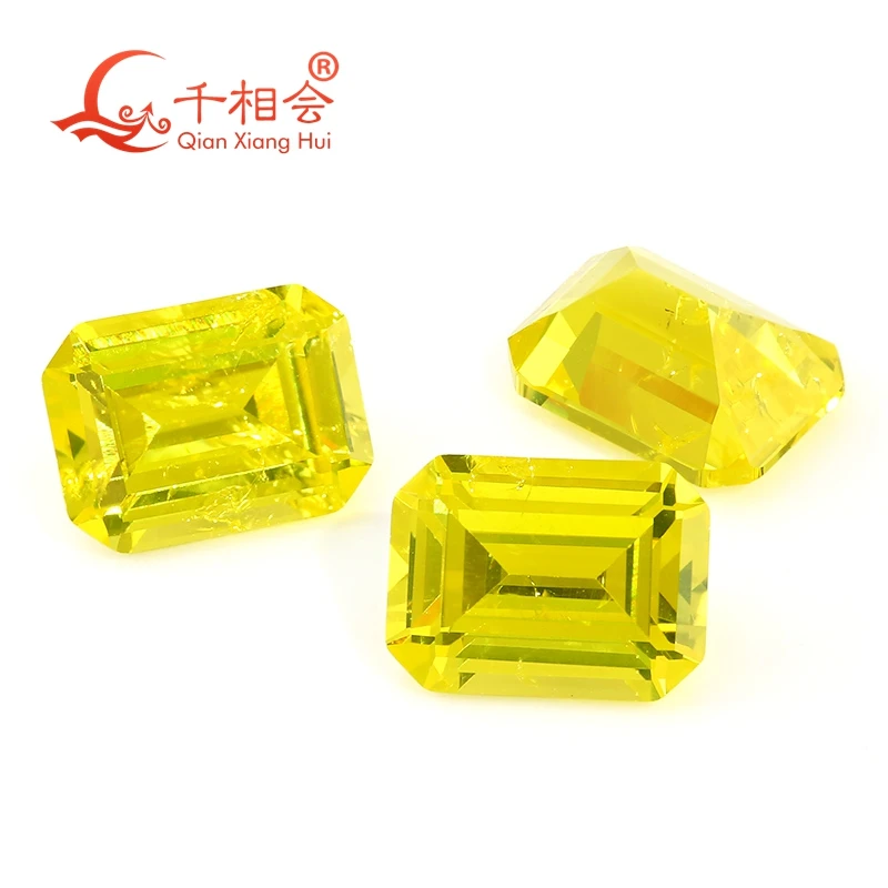 مختبر نمت حية اللون الأصفر الزمرد قطع Yttrium الألومنيوم العقيق جوهرة الحجر مع زراعة تسافوريت المدخلات YAG مجوهرات