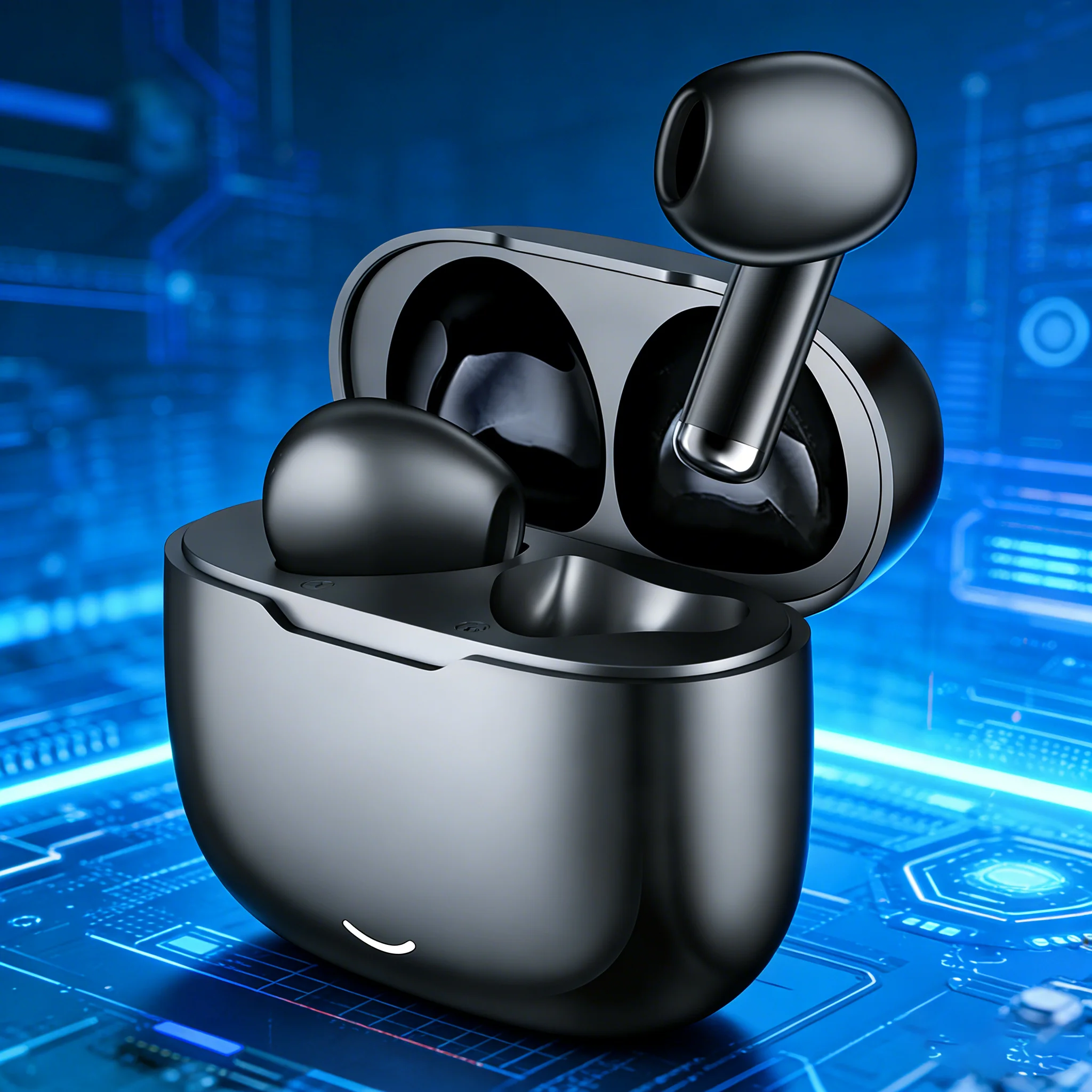 سماعات أذن بلوتوث لاسلكية شبه داخل الأذن، سماعات أذن مزودة بميكروفون، علبة شحن، صوت واضح، وقت تشغيل طويل