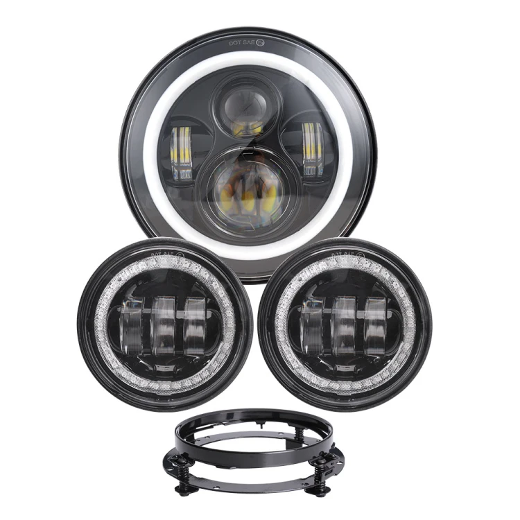 

Best Motorcycle 7"inch Headlight 4.5inch Round Fog Lamp Moto Lighting Set with 7" Bracket Ring