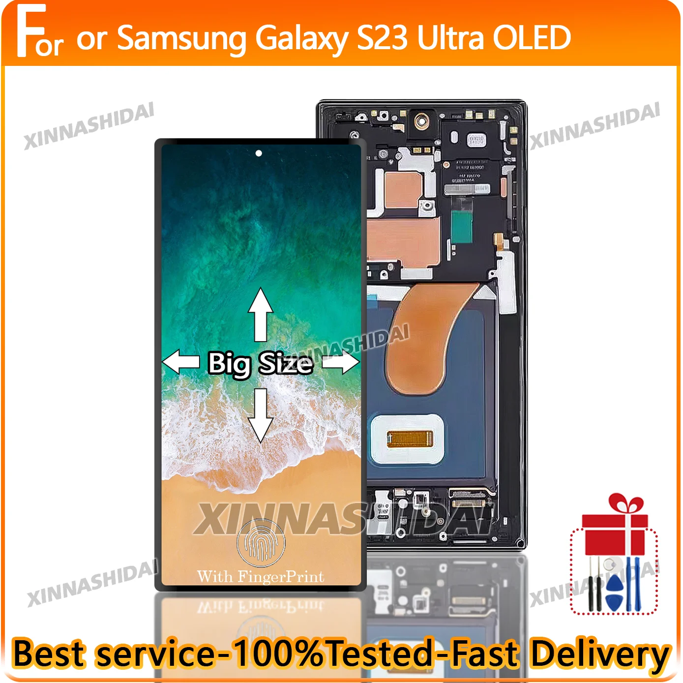 NEUE EU/US OLED LCD Für SAMSUNG Galaxy S23 Ultra Große Größe Bildschirm SM-S918B/DS S918U Touch Display mit Rahmen Ersatz
