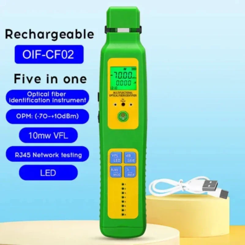 2025Multifunction Charging Style 5 in 1 Optical Fiber Identification Instrument with OPM 10mW VFL RJ45 Network Testing LED