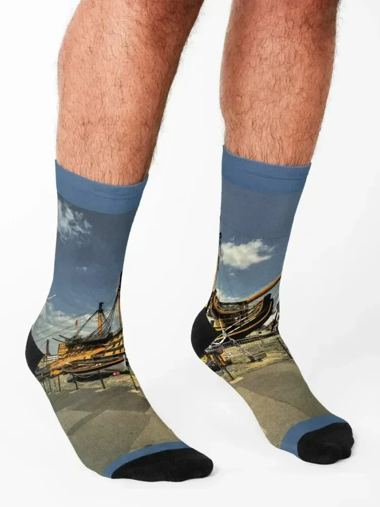 HMS Victory Socks anti slip football FASHION Stockings Hiking boots Socks Men Women's