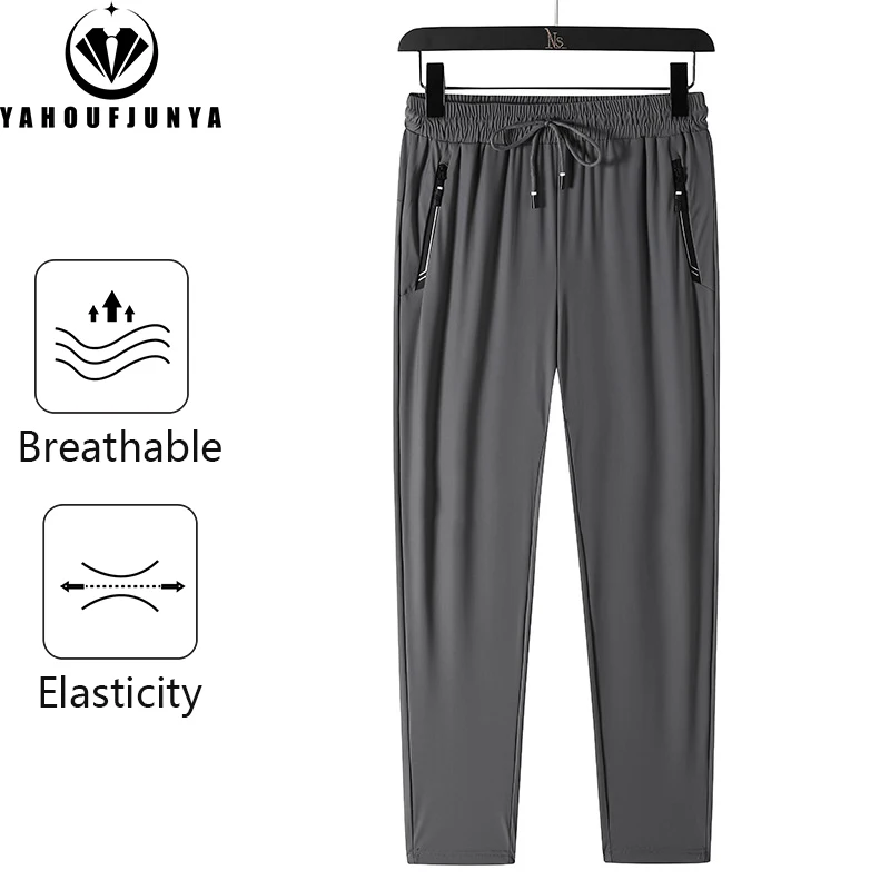 Joggers de verano para hombre, pantalones de chándal informales de secado rápido, transpirables, ligeros, elásticos para pies, 8XL