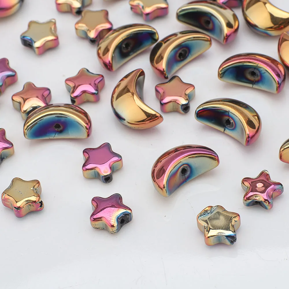 60Pcs Mixed Kristall Glas Stern Mond Lose Anhänger Perlen Handwerk Für DIY Herstellung Von Schmuck Handgemachte Earing Halskette Zubehör