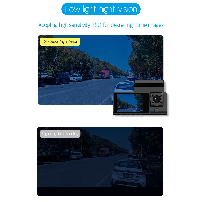 Dash Camera Voor Auto's HD 1080 P Video Recorder 3 Kanalen Voor Binnen Achteruitrijcamera Nachtzicht Loop opname Black Box