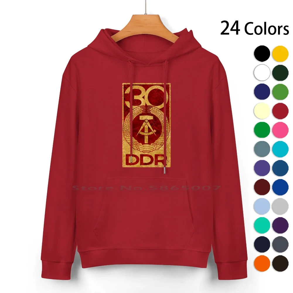 

Ddr 30 Anniversary Vintage Emblem V01 Pure Cotton Hoodie Sweater 24 Colors East Germany German Democratic Republic Ddr