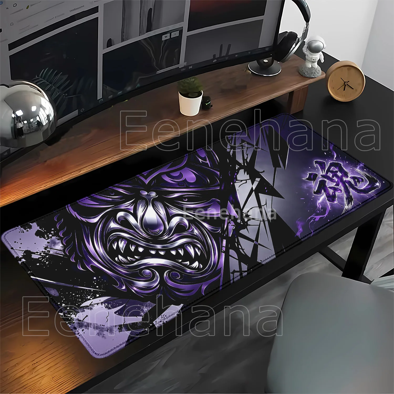 Japanese Ghost Face Anime Non-slip Base Mouse Pad HD Printing Samurai Devil Mask Gaming Office Accessories Overlock XXL Desk Mat