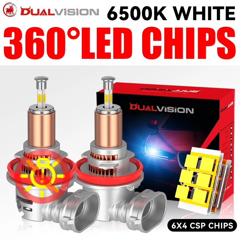 

360 H11 LED Lights Canbus 4 Sided CSP Chips 6500K H7 H4 H1 H8 H9 9005 HB3 9006 HB4 Automobile 1:1 Mini Diodes For Projector Lens