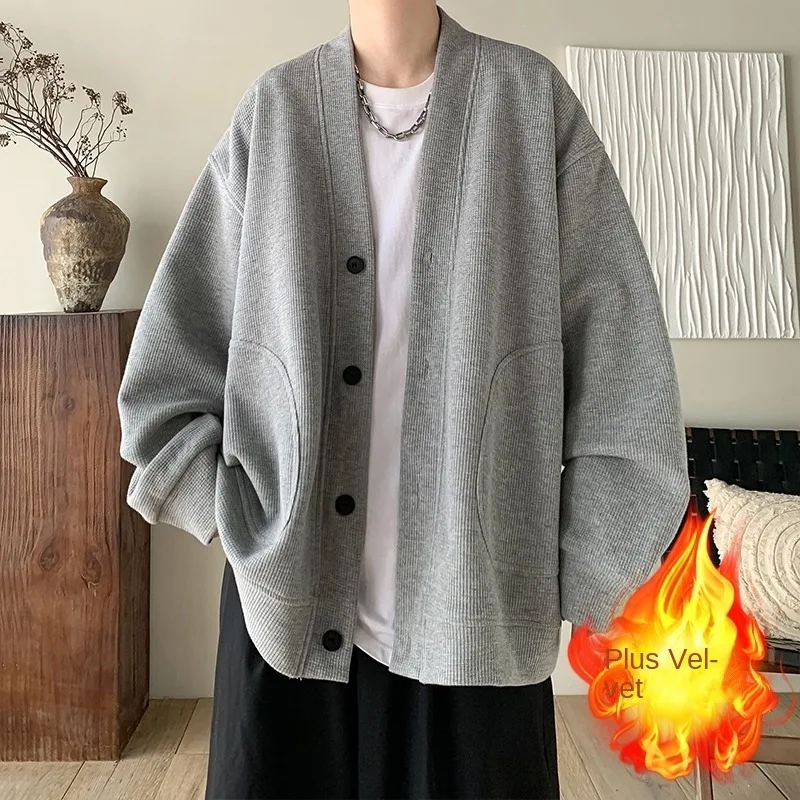 Cardigan jacket, spring loose long sleeved sweatshirt, American fashion brand versatile and handsome couple outfit, lazy outerwe