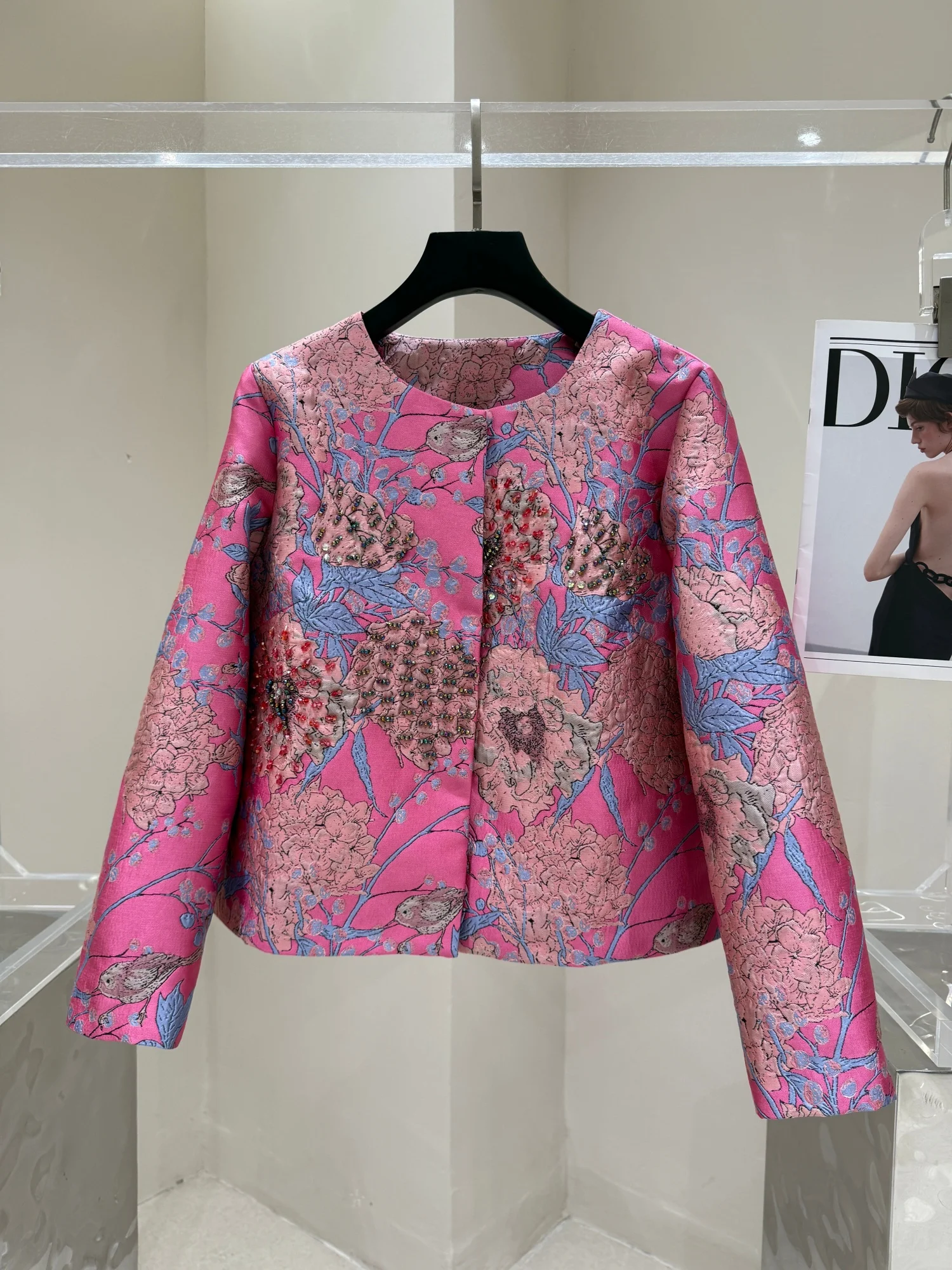 

Faionable ort Diamond-Encrusted Heavy Embroidery Women's Jaet Spring Autumn New Arrival Luxury Feel Mom's Top Chinese S...