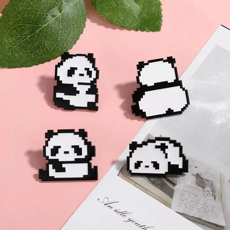 

Heye Cartoon cute panda pixel wind brooch clothes hat tie backpack brooch badge decoration gift