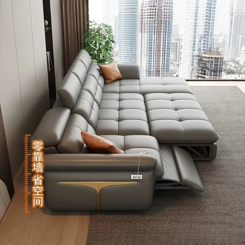 L-Shaped Multifunctional Italian Genuine Leather Sectional Couch Modern Electric Recliner Sofa Bed with Adjustable Backrest view 5