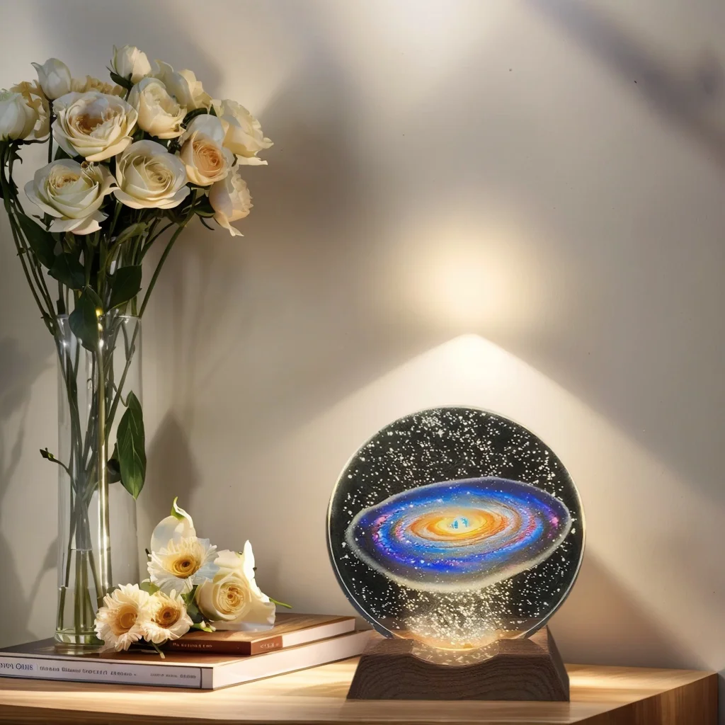 갤럭시 크리스탈 LED 야간 조명 스트립 베이스, 유리 장식 램프, 침실, 거실, 생일 및 어머니의 날에 적합