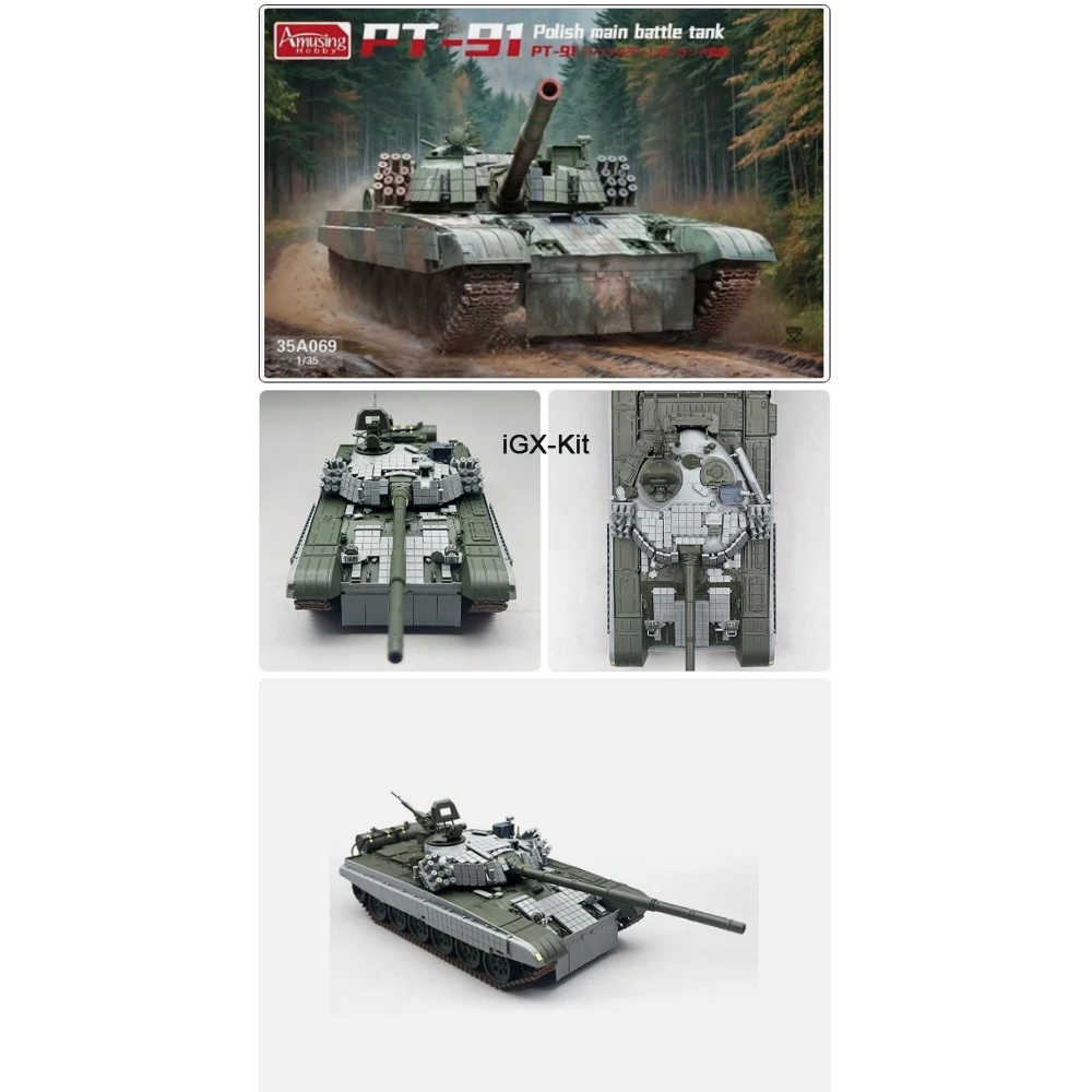 Amusing 35A069 1:35 Scale PT91 PT-91 Polish Main Battle Tank MBT  Vehicle  Plastic Assembly Model Building Kit