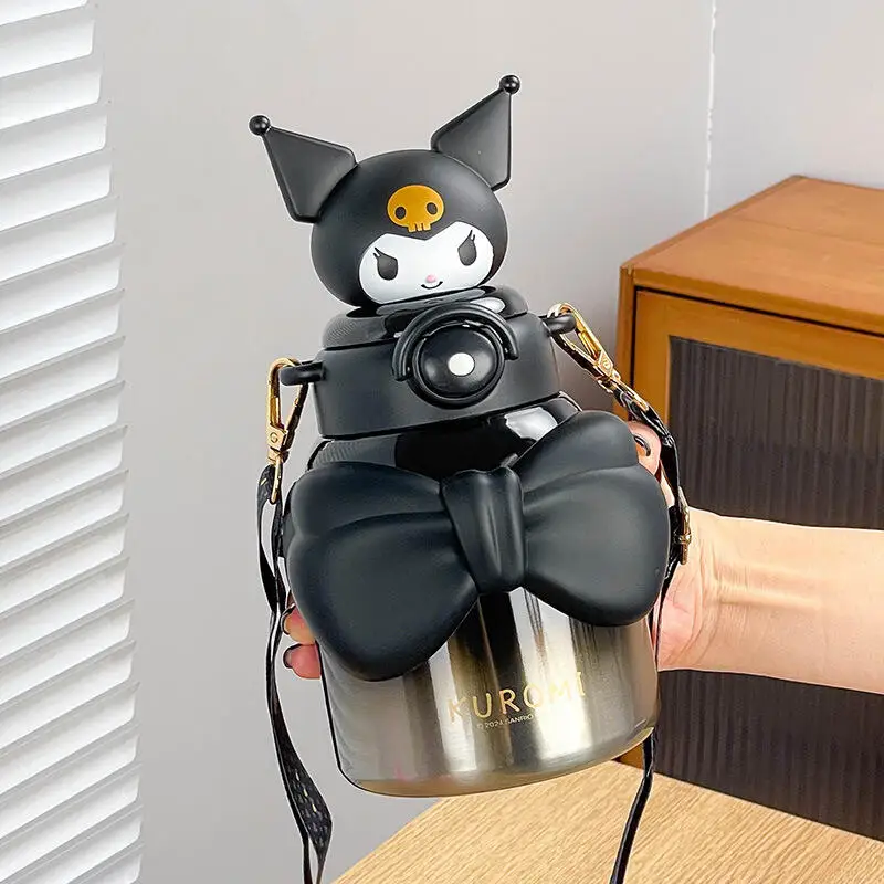 حار سانريو كوب ثرموستاتي Sus316 بلدي ميلودي Kawaii أنيمي موضة هدية طالب الطفل لطيف كوب بقشة كوب ثرموستاتي نمط جديد