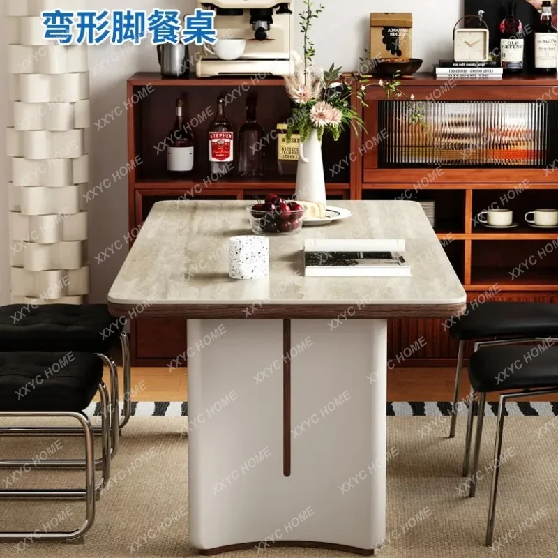 XX cream style light luxury solid wood dining table high-end rectangular table