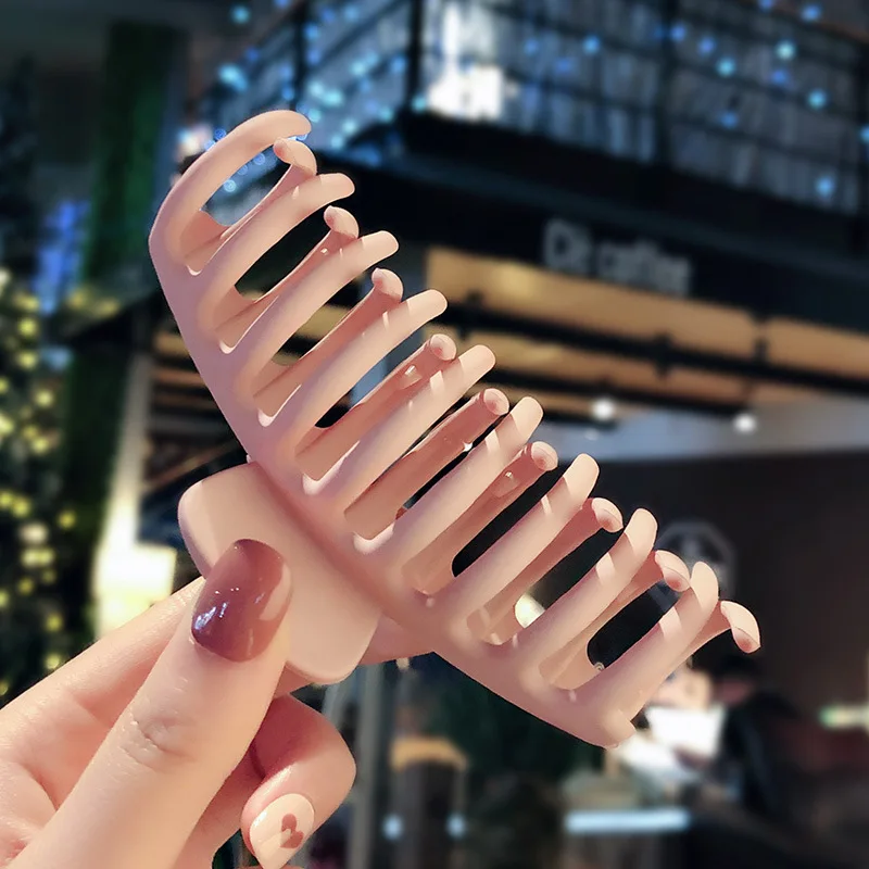 Neue Feste Farbe Große Klaue Clips für Frauen Kunststoff Haar Krallen Geometrie Haarnadel Krabben Haar Clips Headwear Fashion Haar Zubehör – Detail 9