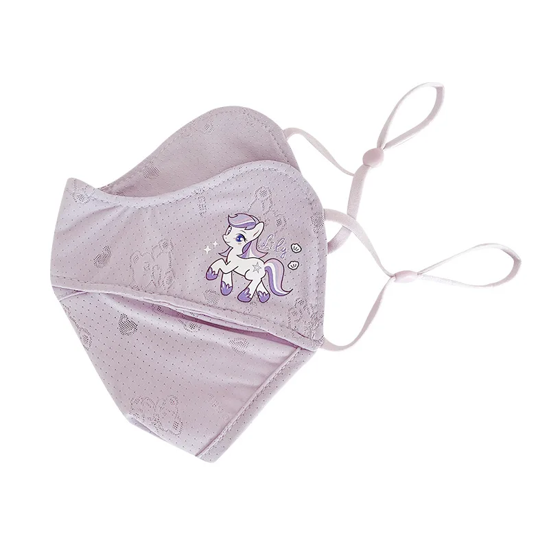 Miniso Kulomi 얼음 실크 선 스크린 봄과 여름 소녀를위한 어린이 마스크 얇은 UV 통기성 아기 태양 마스크