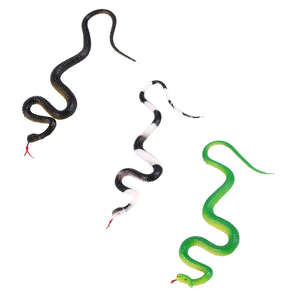 

3Pcs Ultra Realistic Rubber Snake Props Fake Scary Snakes for Halloween Decor Pranks Deter Birds Cats Spoof