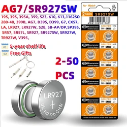 High-Quality 2-50pcs AG7 1.5V Alkaline Button Cell Battery LR927 LR57 SR927W 399 G7 Watch Toys Remotes Cameras with Batteries