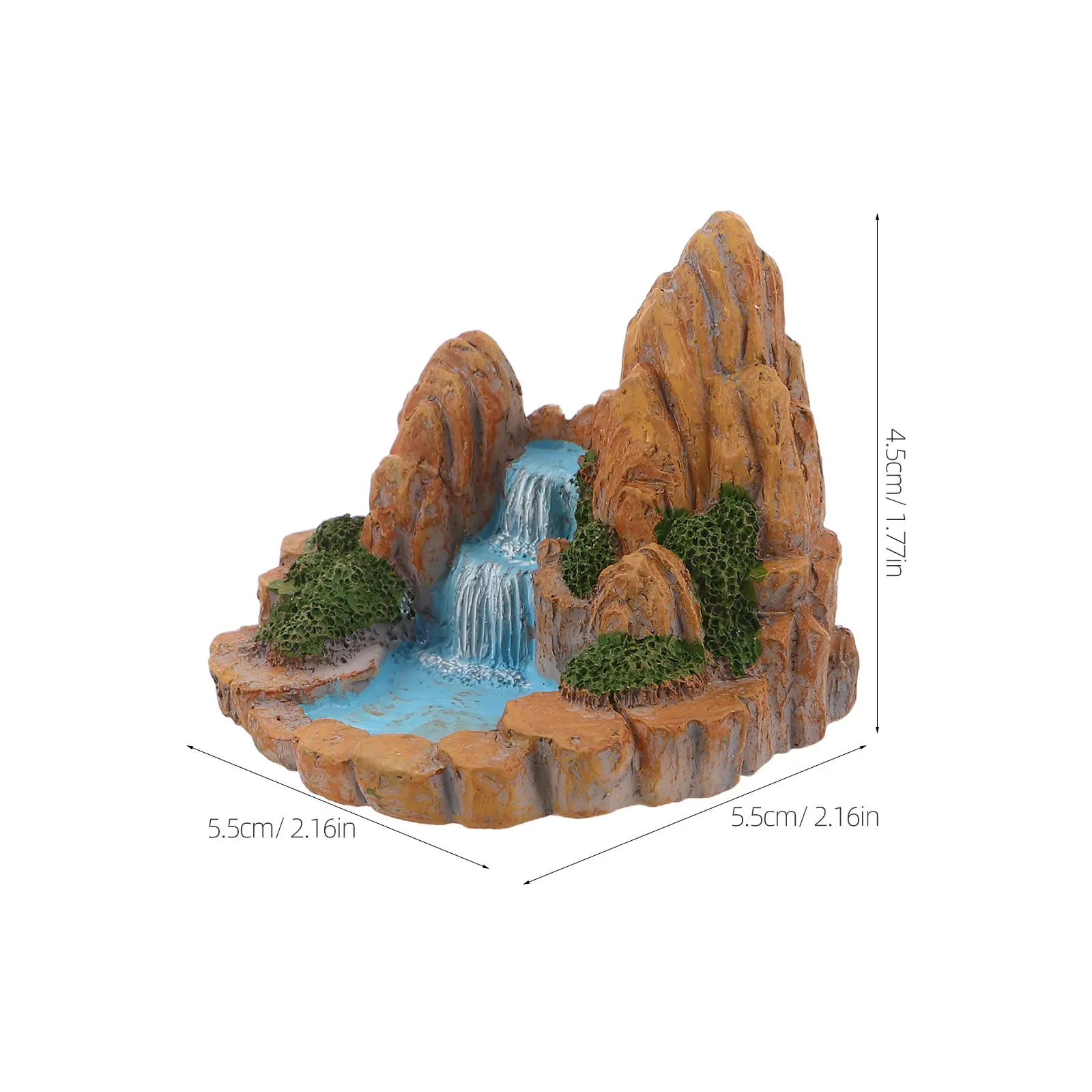 2Pcs Miniature Rockery Pond Figurines Resin Fairy Zen Garden Bonsai Micro Landscape Decor for Terrarium Aquarium Office Home