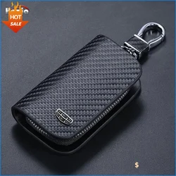 Leather Car Key Case Cover for Geely Geometry A E C Tugella FY11 Coolray OKAVANGO Azkarra kx11 Azkarra Atlas Emgrand GX3 Pro
