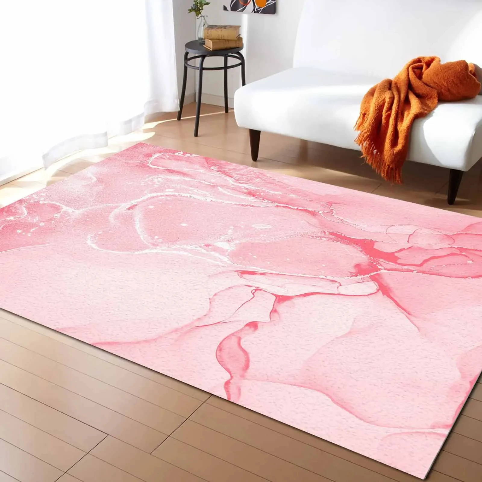 Marble Carpet Abstract Geometric Living Room Floor Mat for Girls Children's Bedroom Bedside Decor Anti-Slip Kitchen Bathroom Rug