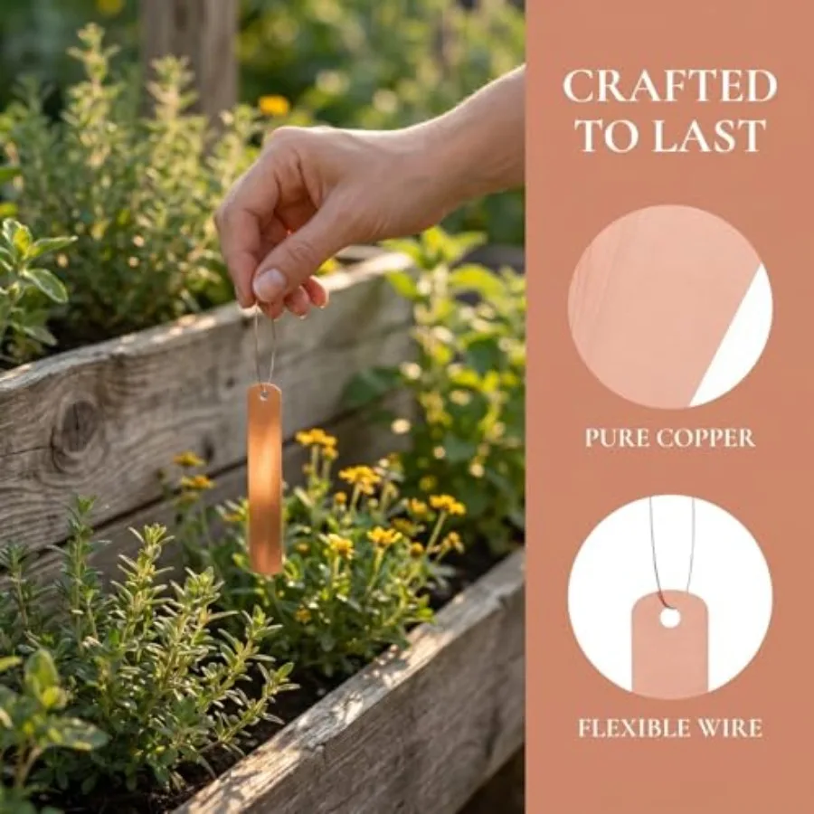 30Pcs Pack Copper Gardening Labels Plant Markers for Outdoor Waterproof Garden Tags Hanging Greenhouse Signs Metal Identificati