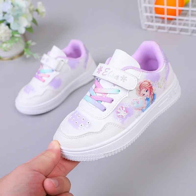 Spring Autumn Disney Children's Frozen Princess Ariel Cartoon Sports Shoes  Kid's Soft Sole Running Sneakers Trendy Board Tenis