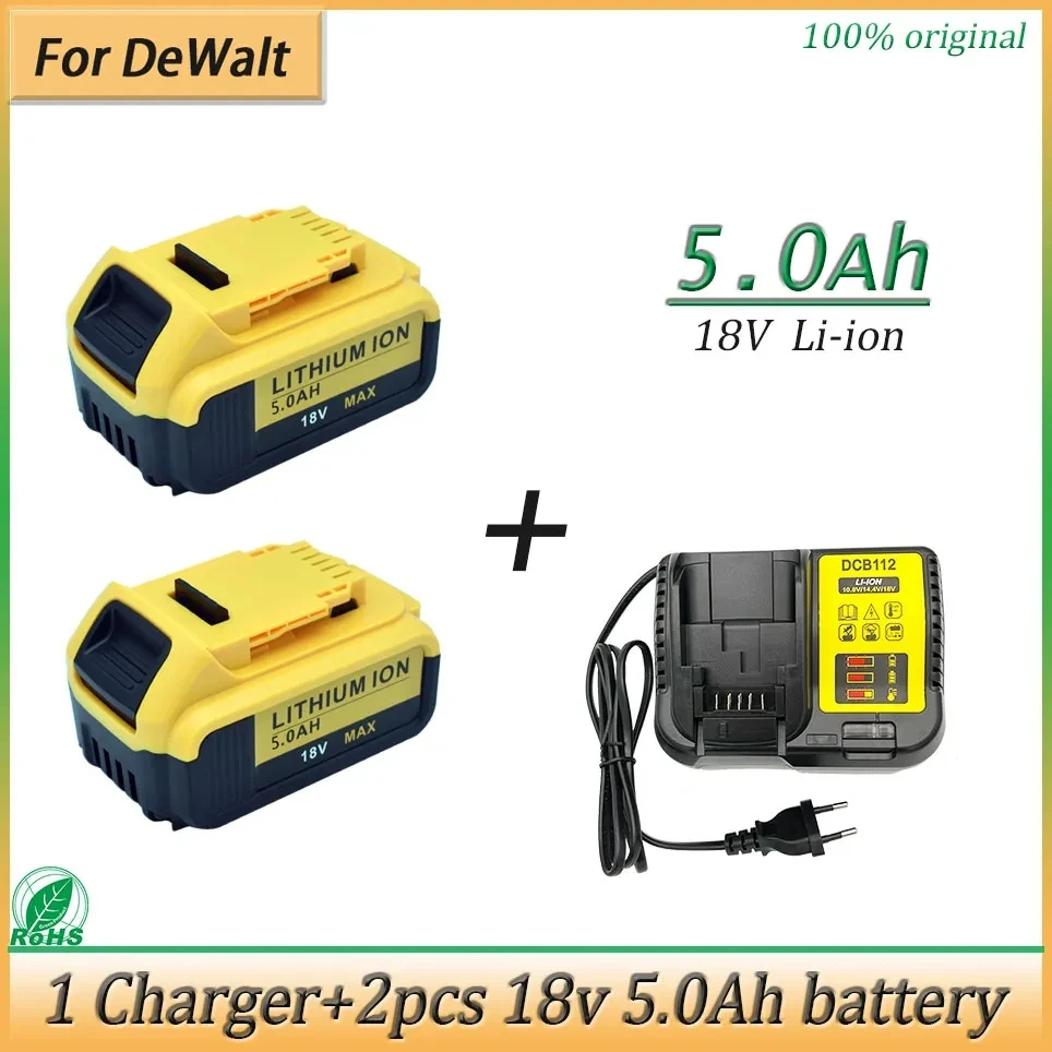 18V 5Ah 6Ah Lithium Battery for DeWalt power Tools DCB184 DCB200 rechargeable electric tool set 20v 5000mah Battery+charger