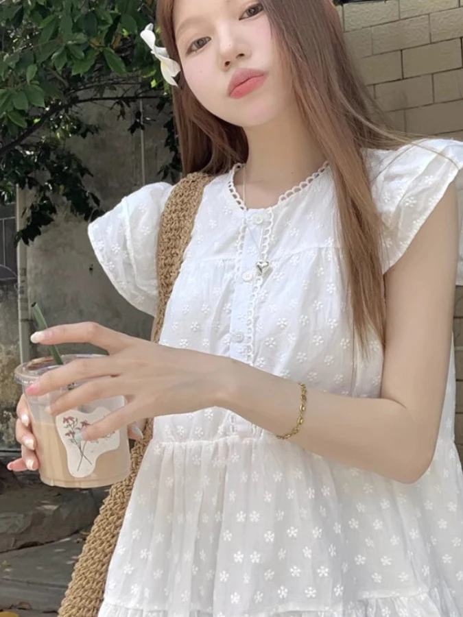 Ele Loose Women's Dr with Fly Sve Floral Embroidery A-Line ort Skirt Faionable Autumn New Sle Sweet Temperament