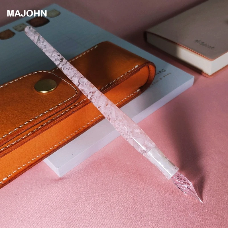 

MAJOHN N12 ручка из смолы и стекла, чернильная ручка, наконечник ручной работы, перьевые ручки для письма, бизнес, офиса, школьные принадлежности, канцелярские принадлежности