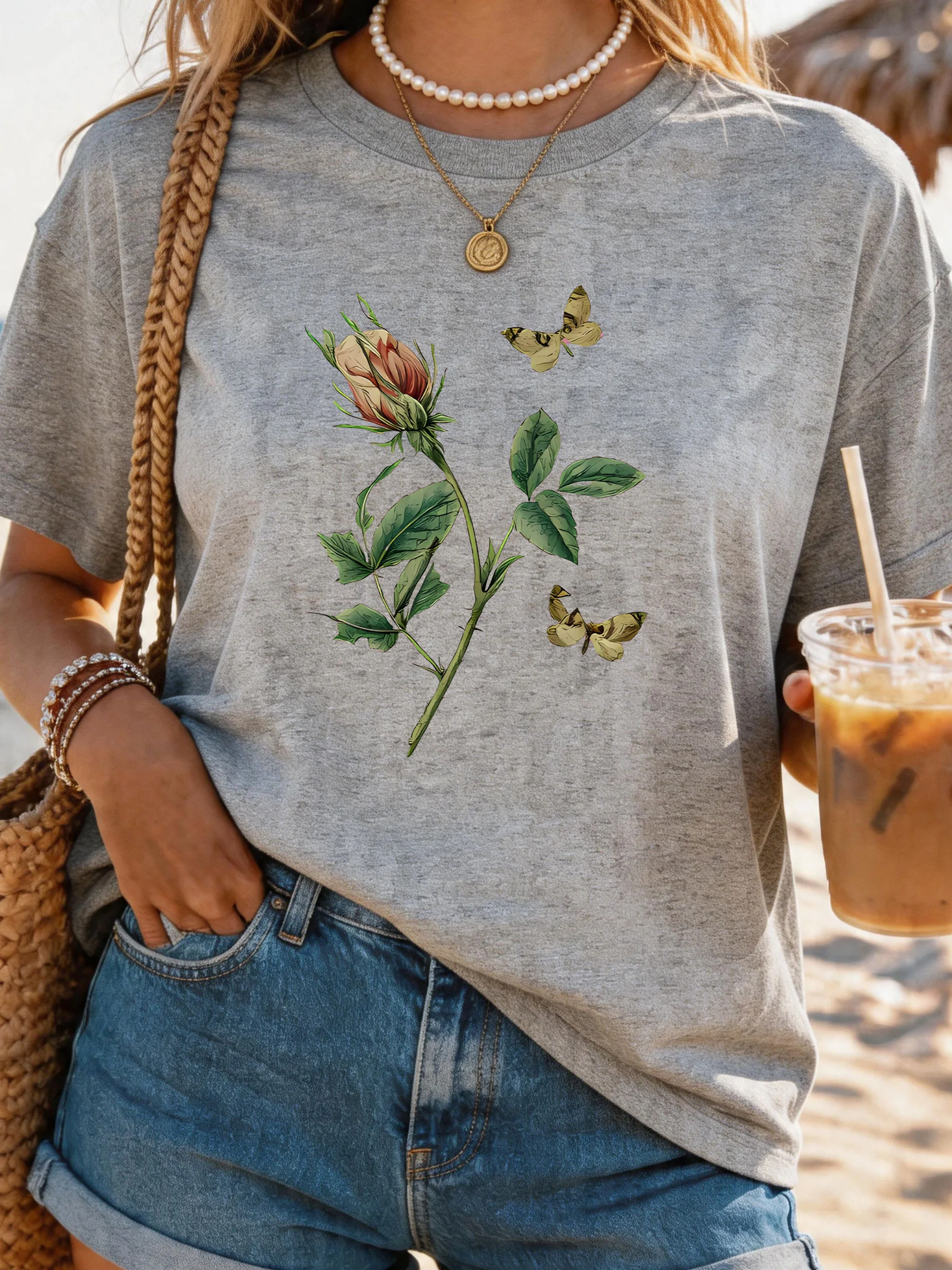 

Women's Large Size Printed round Neck Short Sleeve T-shirt 1-7XL Comfortable Casual Top in European Style