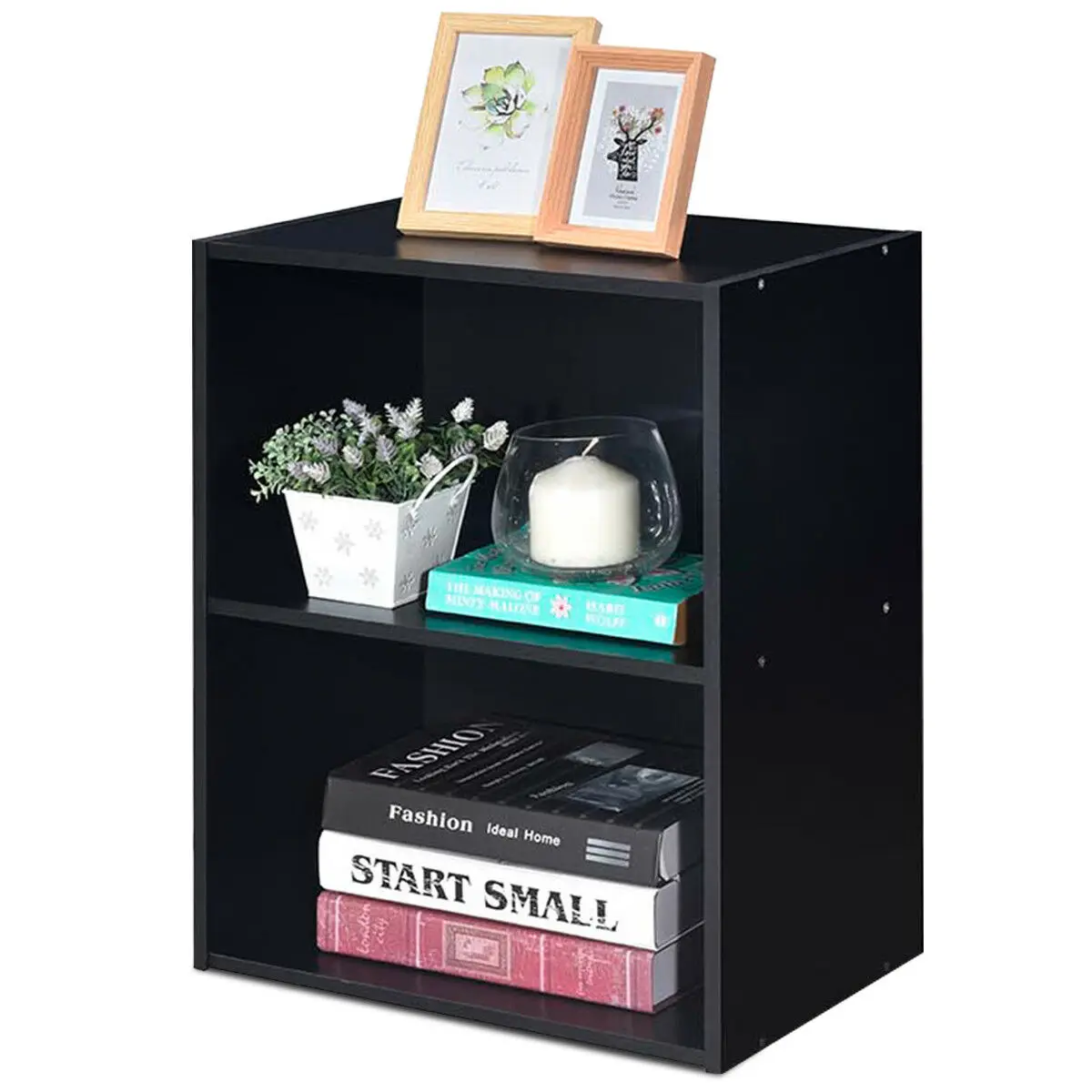 

2 Tier Open Shelf Night Stand End Table Sofa Side Storage Display Furni Black