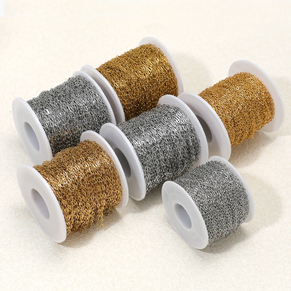 2 Meter Edelstahl 2mm Breite O-Glieder Rolo-Ketten für DIY Schmuckherstellung, Armbänder, Halsketten, Ohrringe Zubehör – Detail 5