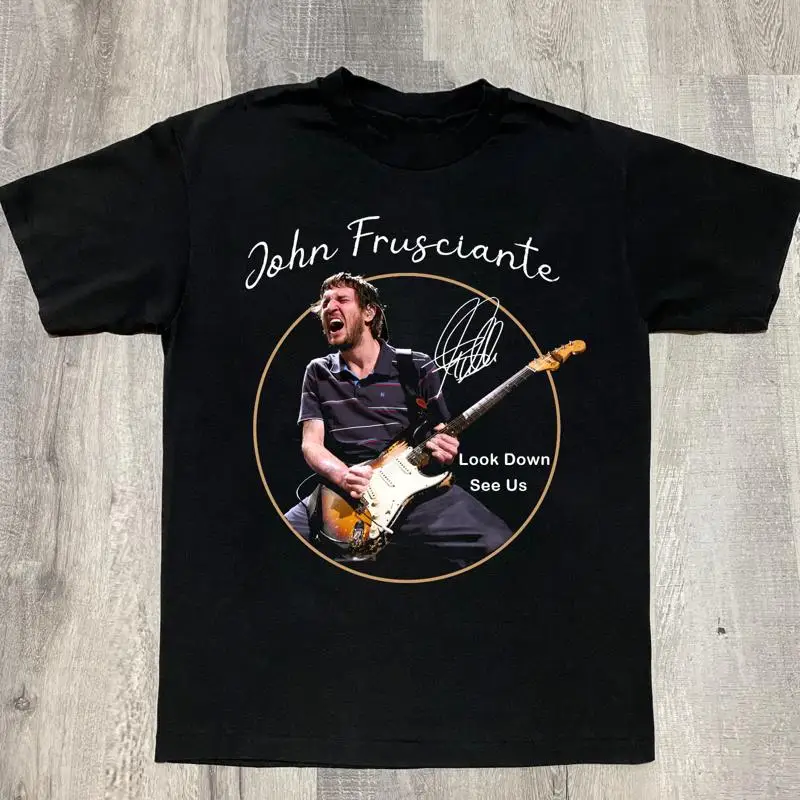 تي شيرت Vtg John Frusciante Signature قطن أسود بجميع المقاسات